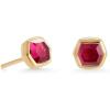 Kendra Scott Davie Stud Earrings in 18K Gold Vermeil, Fine Jewelry for Women(18K GOLD VERMEIL RED GARNET)