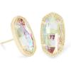 Kendra Scott Ellie Earrings, Fashion Jewelry for Women(GOLD – IRIDESCENT DICHROIC GLASS)