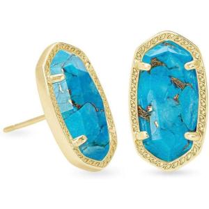 Kendra Scott Ellie Earrings, Fashion Jewelry for Women(GOLD – BRONZE VEINED TURQUOISE)