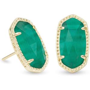 Kendra Scott Ellie Earrings, Fashion Jewelry for Women(GOLD – EMERALD CATS EYE)