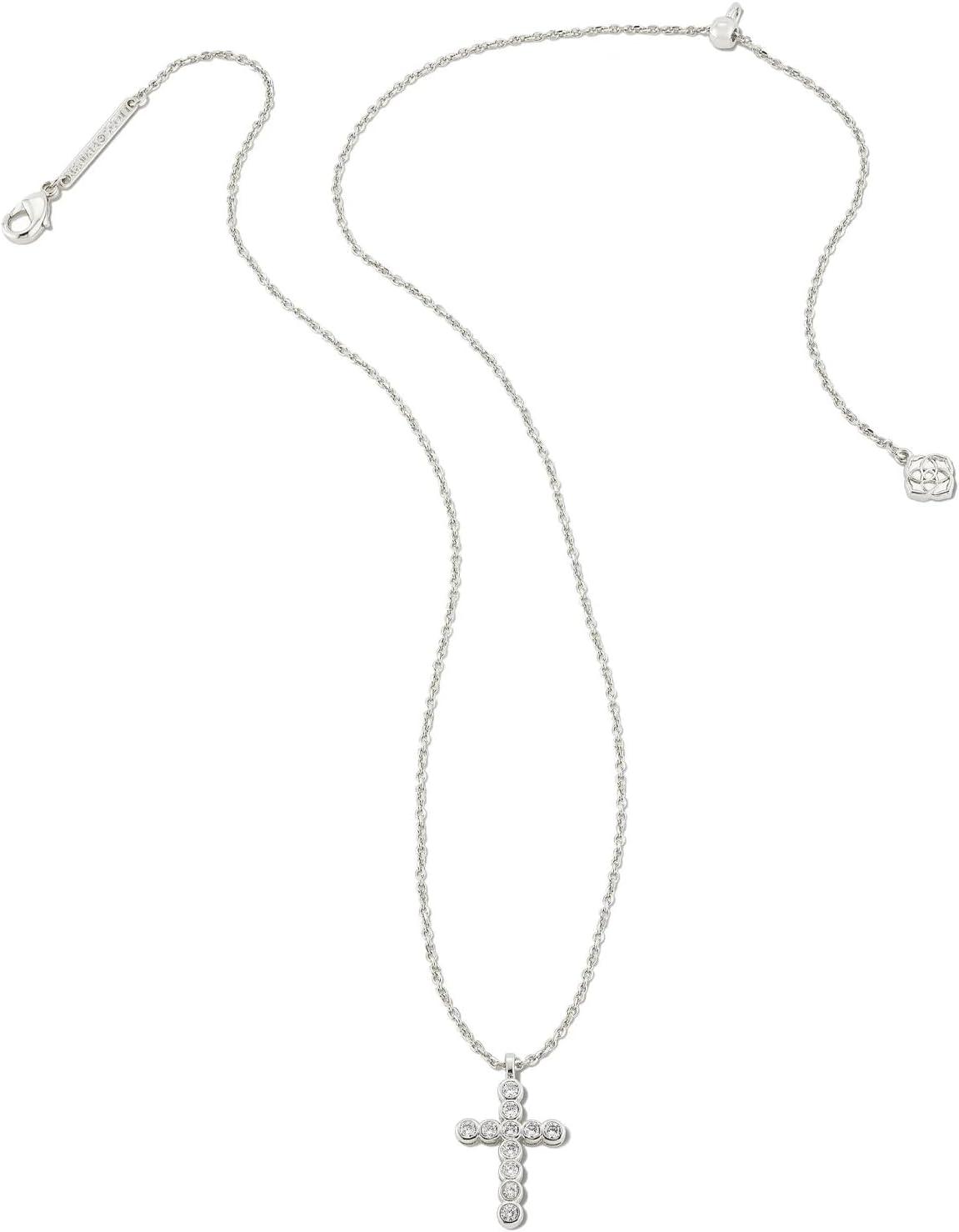 imageKendra Scott Cross Crystal Pendant Necklace Fashion Jewelry for WomenRHODIUM  WHITE CRYSTAL