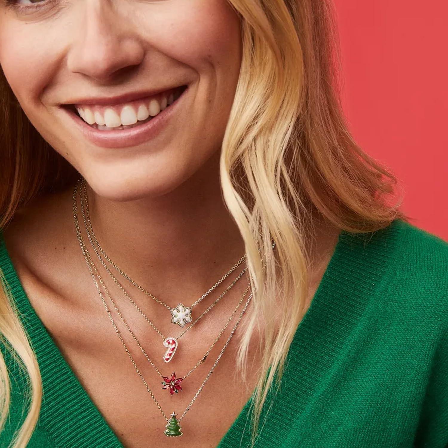 imageKendra Scott Poinsettia Pendant Necklace 14k Gold Plated Brass Red Mix Fashion Jewelry for Women
