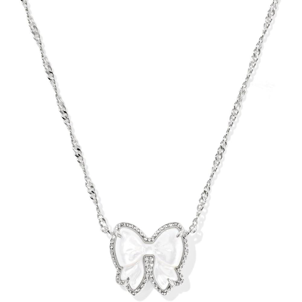 imageKendra Scott Haley Bow Short Pendant Necklace Fashion Jewelry for WomenRHODIUM  IVORY MOTHER OF PEARL