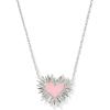 Kendra Scott Dolly Parton Ari Heart Short Pendant Necklace in Light Pink Drusy, Rhodium-Plated Brass, Fashion Jewelry for Women