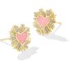 Kendra Scott Dolly Parton Ari Heart Stud Earrings in Light Pink Drusy, Rhodium-Plated Brass, Fashion Jewelry for Women