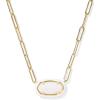 Kendra Scott Elisa Enamel Frame Paperclip Necklace, Fashion Jewelry for Women(WHITE MOTHER OF PEARL)