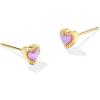 Kendra Scott Mini Ari Heart Stud Earring, Fashion Jewelry for Women(GOLD – BUBBLEGUM PINK OPAL)