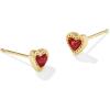 Kendra Scott Mini Ari Heart Stud Earring, Fashion Jewelry for Women(GOLD – RED KYOCERA OPAL)