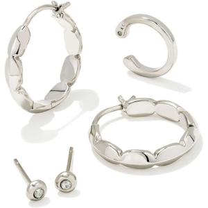 Kendra Scott Brooke Huggie & Stud Earrings for Women, Fashion Jewelry(RHODIUM METAL)