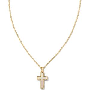 Kendra Scott Cross Crystal Pendant Necklace, Fashion Jewelry for Women(GOLD – IVORY MOTHER OF PEARL)