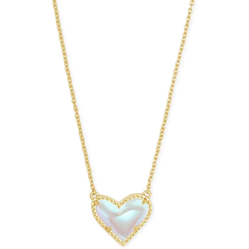 imageKendra Scott Ari Heart Adjustable Length Pendant Necklace for Women Fashion JewelryGOLD IRIDESCENT DICHROIC GLASS