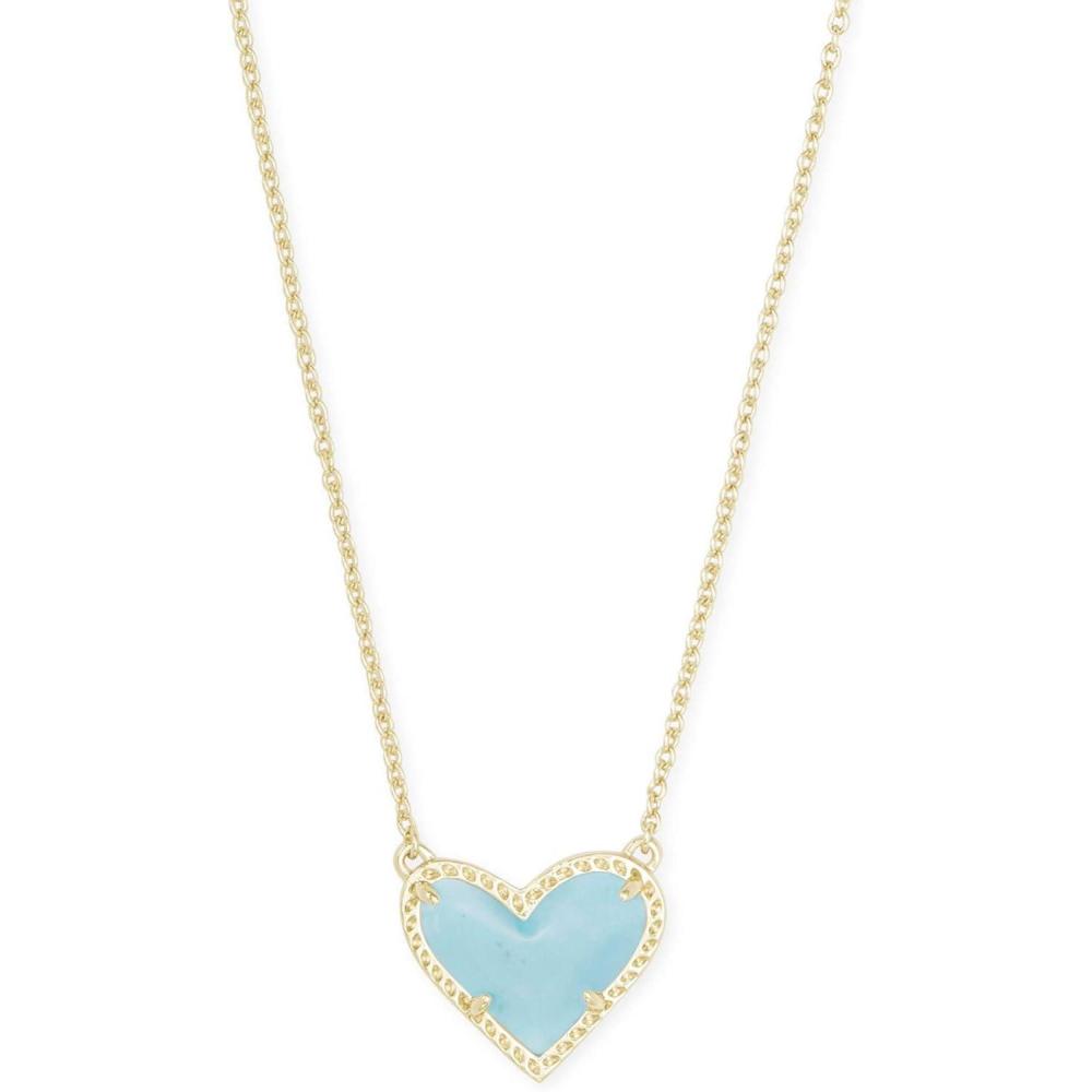 imageKendra Scott Ari Heart Adjustable Length Pendant Necklace for Women Fashion JewelryGOLD LIGHT BLUE MAGNESITE