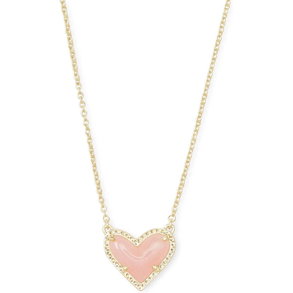 imageKendra Scott Ari Heart Adjustable Length Pendant Necklace for Women Fashion JewelryGOLD ROSE QUARTZ