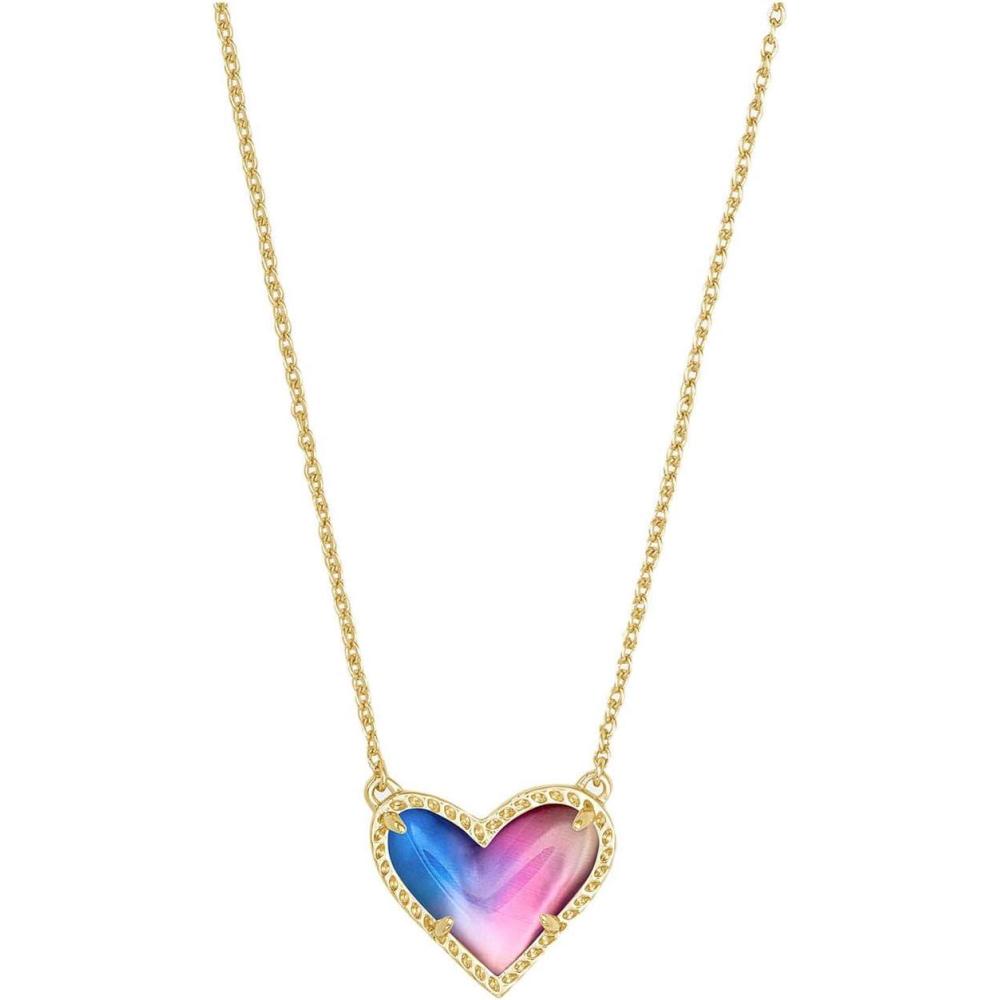 imageKendra Scott Ari Heart Adjustable Length Pendant Necklace for Women Fashion JewelryGOLD WATERCOLOR PEARLIZED CLEAR GLASS