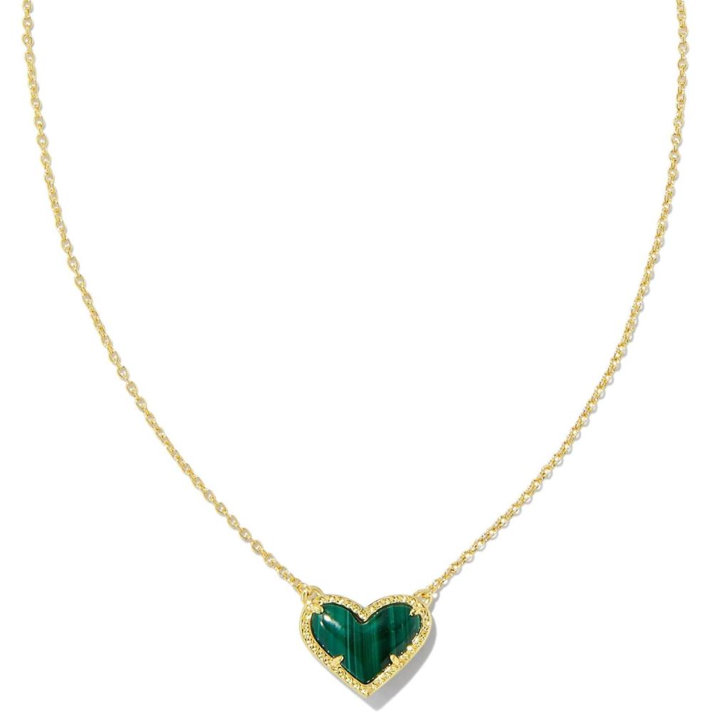 imageKendra Scott Ari Heart Adjustable Length Pendant Necklace for Women Fashion JewelryGold Green Malachite