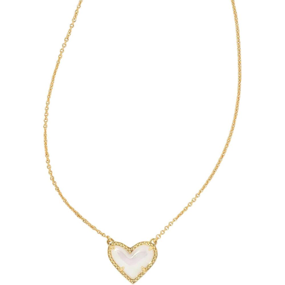 imageKendra Scott Ari Heart Adjustable Length Pendant Necklace for Women Fashion JewelryGold Iridescent Frosted Glass