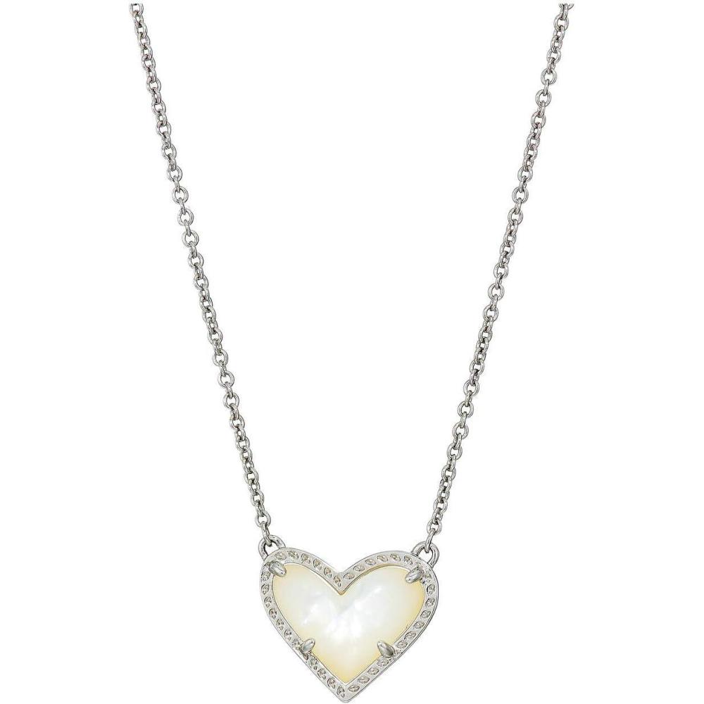 imageKendra Scott Ari Heart Adjustable Length Pendant Necklace for Women Fashion JewelryRHODIUM IVORY MOTHER OF PEARL