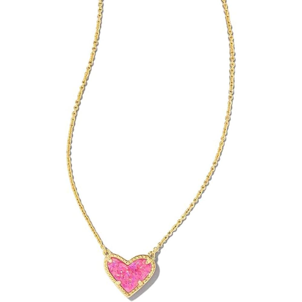 imageKendra Scott Ari Heart Adjustable Length Pendant Necklace for Women Fashion JewelryROSE PINK OPAL