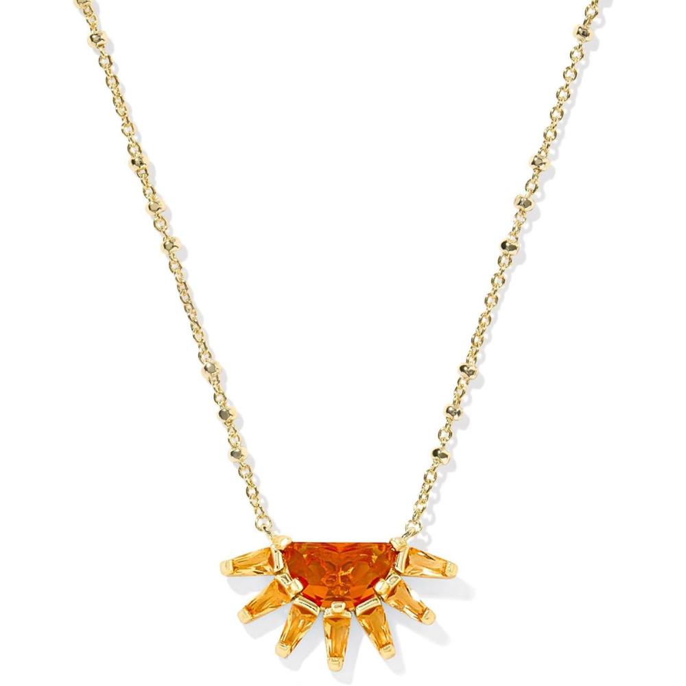 imageKendra Scott Samantha Sun Short Pendant Necklace Fashion Jewelry for WomenORANGE GLASS