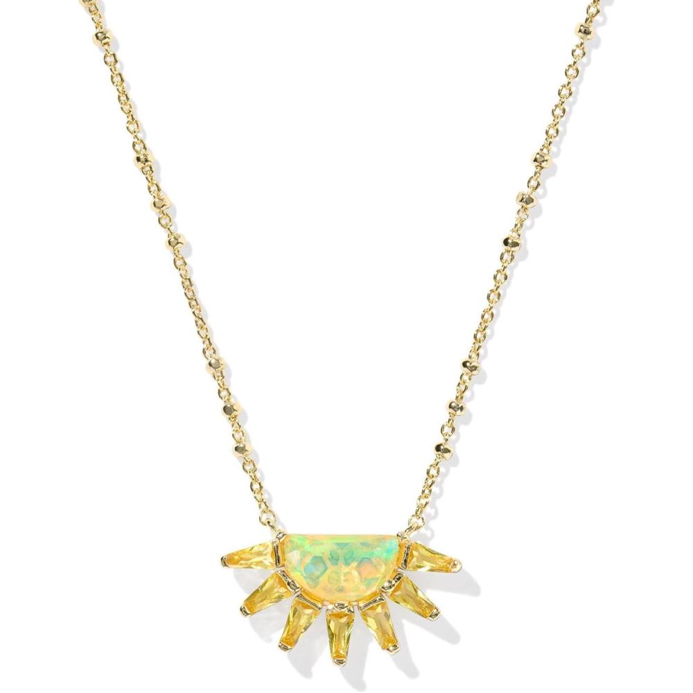 imageKendra Scott Samantha Sun Short Pendant Necklace Fashion Jewelry for WomenYELLOW OPALESCENT RESIN