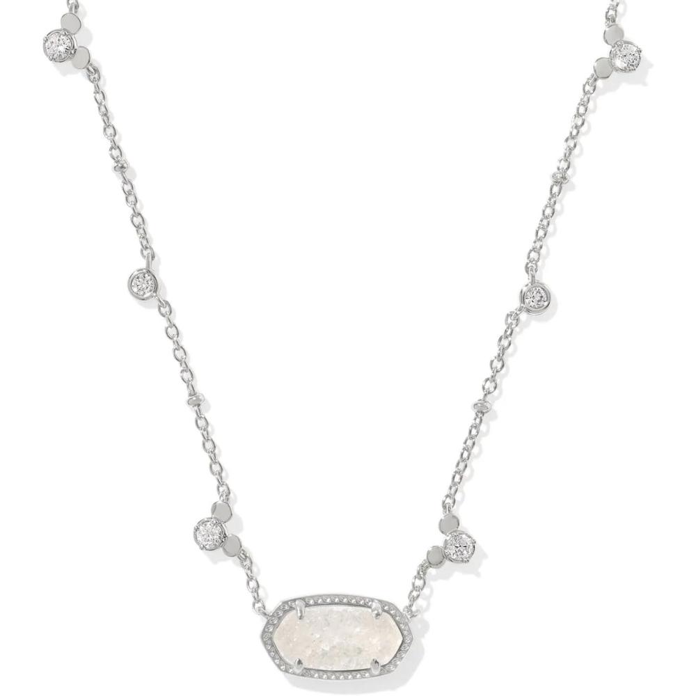 imageKendra Scott x Disney Mickey Mouse Elisa Short Pendant Necklace Fashion Jewelry for WomenRHODIUM IRIDESCENT DRUSY