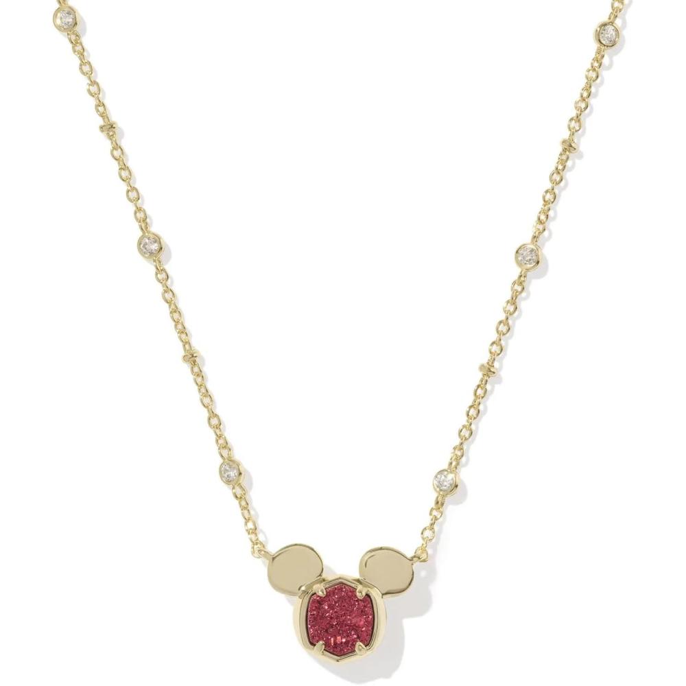 imageKendra Scott x Disney Mickey Mouse Short Pendant Necklace Fashion Jewelry for WomenGOLD RED DRUSY