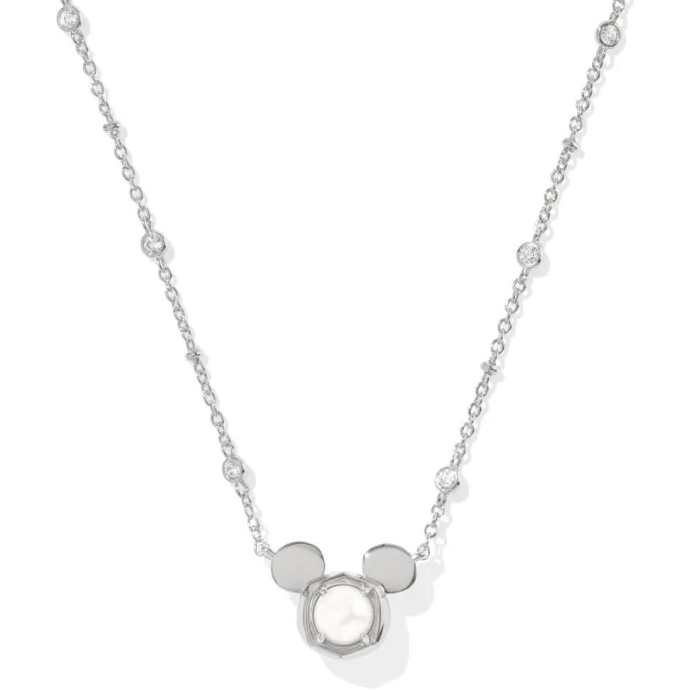 imageKendra Scott x Disney Mickey Mouse Short Pendant Necklace Fashion Jewelry for WomenRHODIUM WHITE PEARL