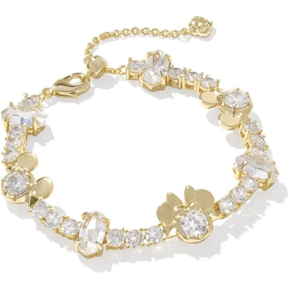 imageKendra Scott x Disney Mickey Mouse and Minnie Mouse Tennis Bracelet Fashion Jewelry for WomenGOLD WHITE CRYSTAL