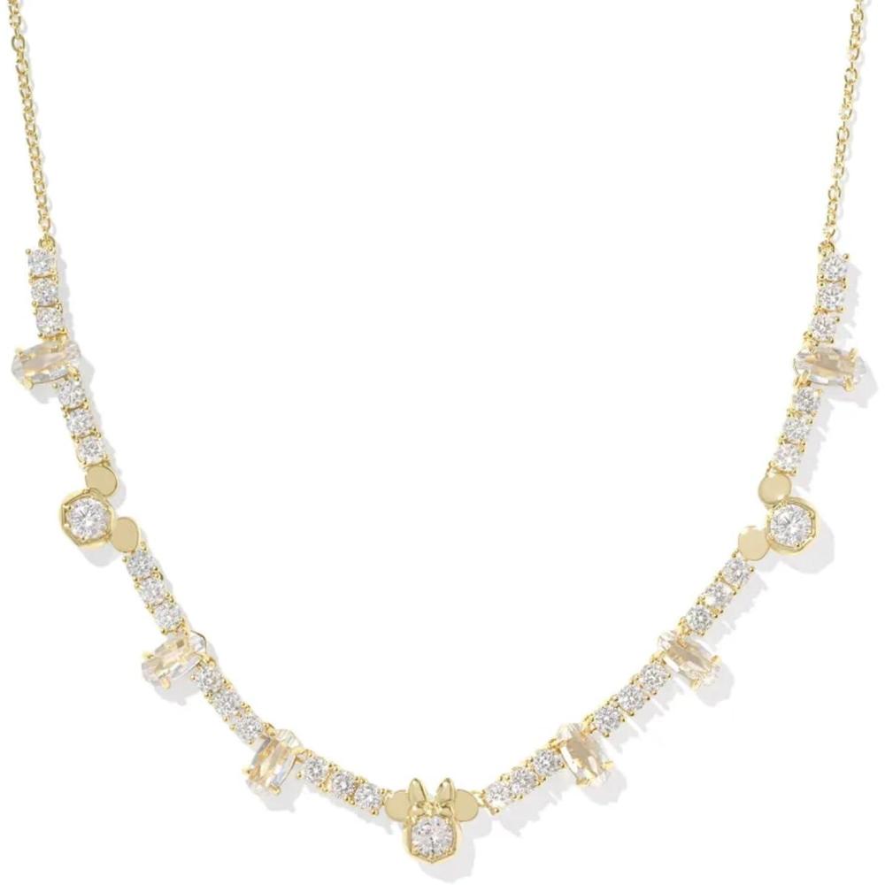 imageKendra Scott x Disney Mickey Mouse and Minnie Mouse Tennis Necklace Fashion Jewelry for WomenGOLD WHITE CRYSTAL
