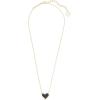 Kendra Scott Ari Heart Adjustable Length Pendant Necklace for Women, Fashion Jewelry(GOLD – BLACK DRUSY)