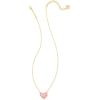 Kendra Scott Ari Heart Adjustable Length Pendant Necklace for Women, Fashion Jewelry(GOLD – BUBBLEGUM PINK OPAL)