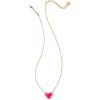 Kendra Scott Ari Heart Adjustable Length Pendant Necklace for Women, Fashion Jewelry(GOLD – NEON PINK)