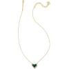 Kendra Scott Ari Heart Adjustable Length Pendant Necklace for Women, Fashion Jewelry(Gold Green Malachite)