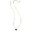 Kendra Scott Ari Heart Adjustable Length Pendant Necklace for Women, Fashion Jewelry(Gold Red Kyocera Opal)