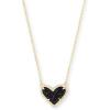 Kendra Scott Ari Heart Adjustable Length Pendant Necklace for Women, Fashion Jewelry(GOLD – BLACK DRUSY)