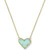 Kendra Scott Ari Heart Adjustable Length Pendant Necklace for Women, Fashion Jewelry(GOLD – BRIGHT AQUA DRUSY)