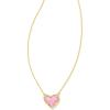 Kendra Scott Ari Heart Adjustable Length Pendant Necklace for Women, Fashion Jewelry(GOLD – BUBBLEGUM PINK OPAL)