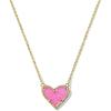 Kendra Scott Ari Heart Adjustable Length Pendant Necklace for Women, Fashion Jewelry(GOLD – HOT PINK DRUSY)