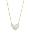 Kendra Scott Ari Heart Adjustable Length Pendant Necklace for Women, Fashion Jewelry(GOLD – IRIDESCENT DICHROIC GLASS)