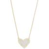 Kendra Scott Ari Heart Adjustable Length Pendant Necklace for Women, Fashion Jewelry(GOLD – IRIDESCENT DRUSY)