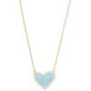 Kendra Scott Ari Heart Adjustable Length Pendant Necklace for Women, Fashion Jewelry(GOLD – LIGHT BLUE MAGNESITE)