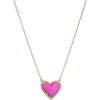 Kendra Scott Ari Heart Adjustable Length Pendant Necklace for Women, Fashion Jewelry(GOLD – MAGENTA)
