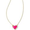 Kendra Scott Ari Heart Adjustable Length Pendant Necklace for Women, Fashion Jewelry(GOLD – NEON PINK)