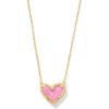 Kendra Scott Ari Heart Adjustable Length Pendant Necklace for Women, Fashion Jewelry(GOLD – PINK IRIDESCENT GLITTER GLASS)