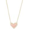 Kendra Scott Ari Heart Adjustable Length Pendant Necklace for Women, Fashion Jewelry(GOLD – ROSE QUARTZ)