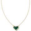 Kendra Scott Ari Heart Adjustable Length Pendant Necklace for Women, Fashion Jewelry(Gold Green Malachite)
