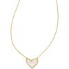 Kendra Scott Ari Heart Adjustable Length Pendant Necklace for Women, Fashion Jewelry(Gold Iridescent Frosted Glass)
