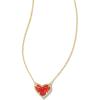 Kendra Scott Ari Heart Adjustable Length Pendant Necklace for Women, Fashion Jewelry(Gold Red Kyocera Opal)