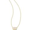 Kendra Scott® Grayson Stone Pendant Necklace – Brass Construction – 14K Gold Plating – Lobster Clasp(GOLD – IRIDESCENT DRUSY)