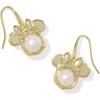 Kendra Scott x Disney Minnie Mouse Drop Earrings, Fashion Jewelry for Women(GOLD – WHITE PEARL)